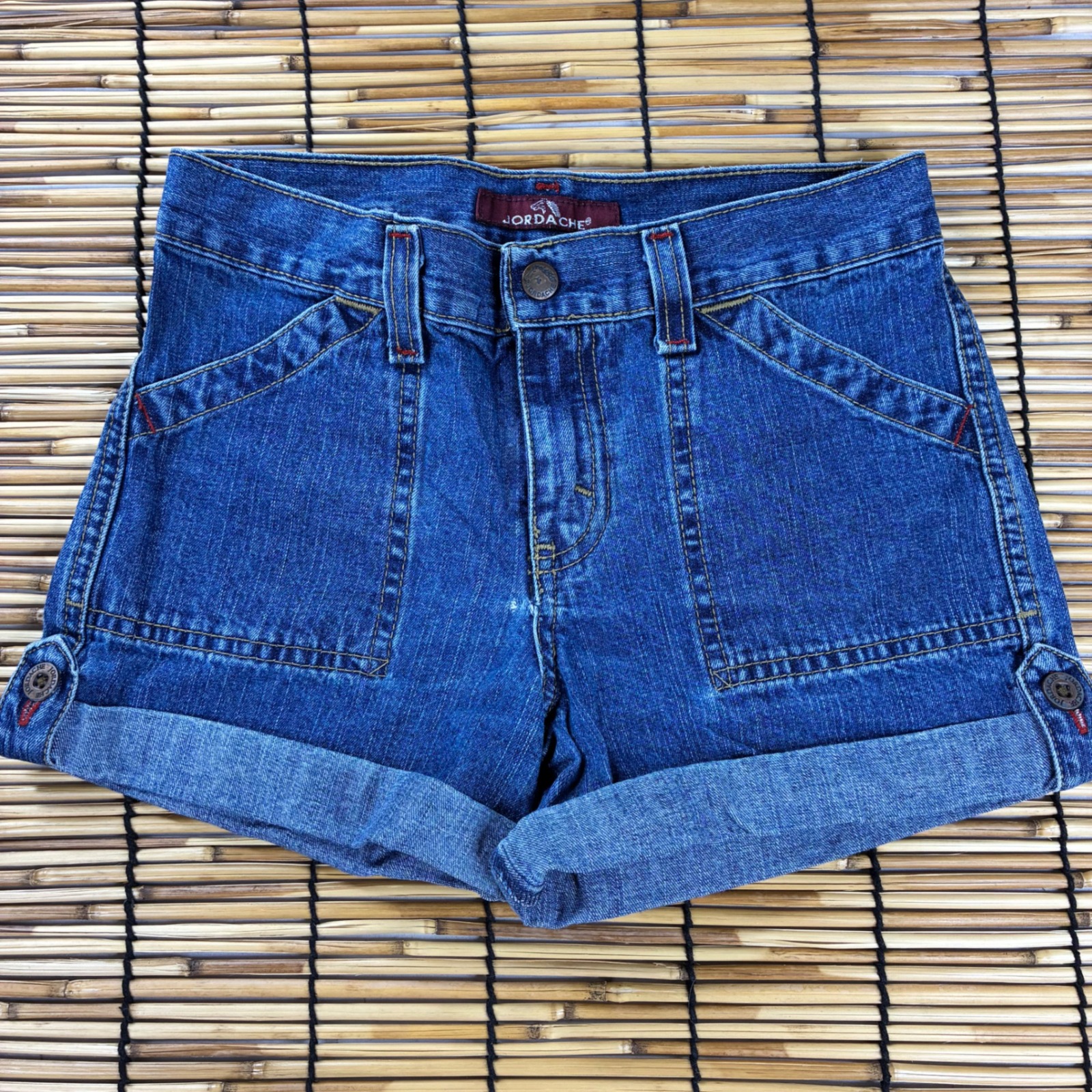 Jordache Kids Girls Size 10 Denim Shorts Medium Wash Cuffed Patch Pockets 6166w